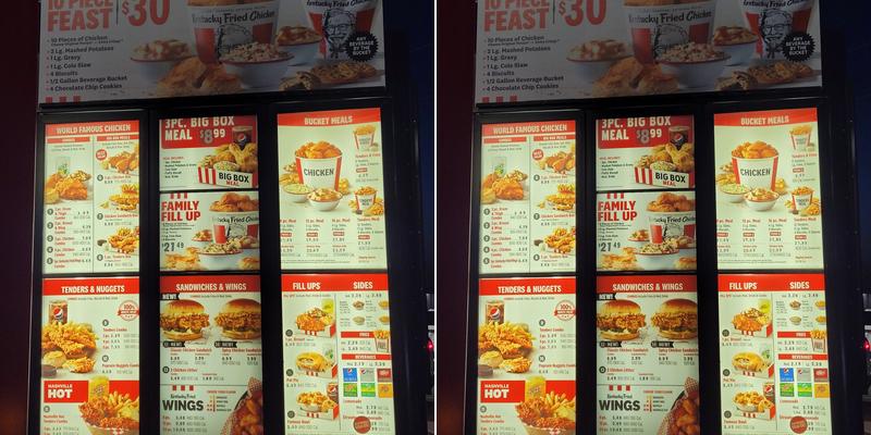 KFC Menu
