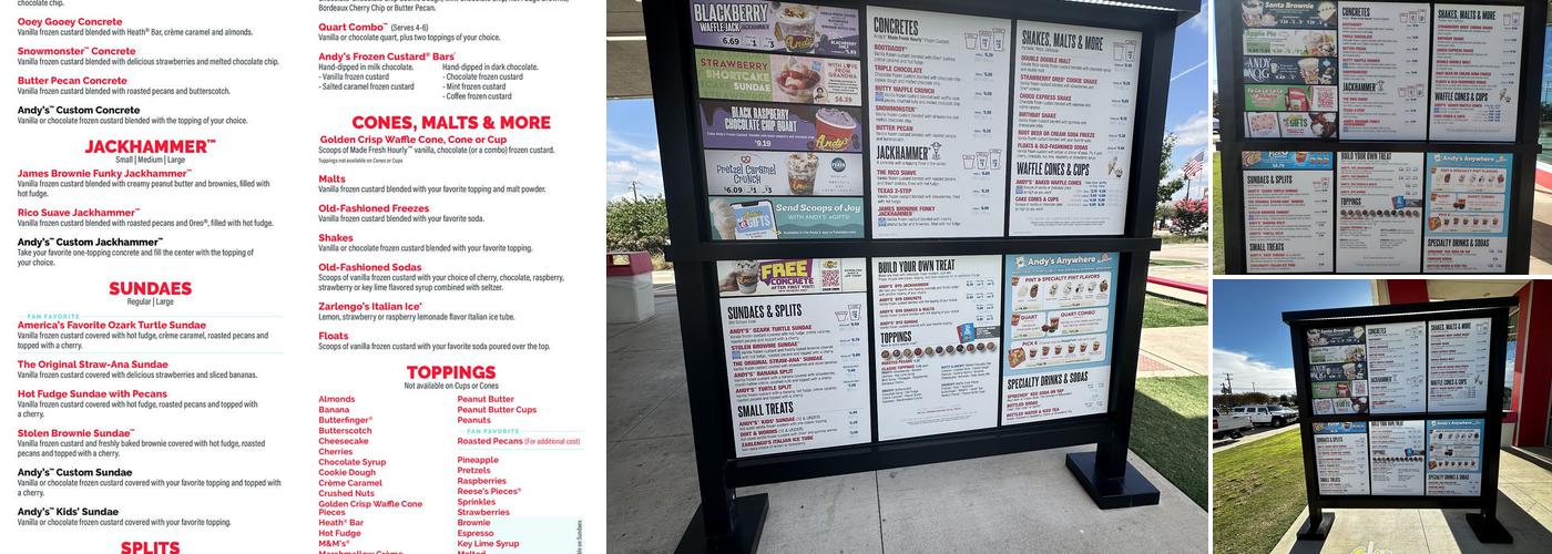 Andy's Frozen Custard Menu