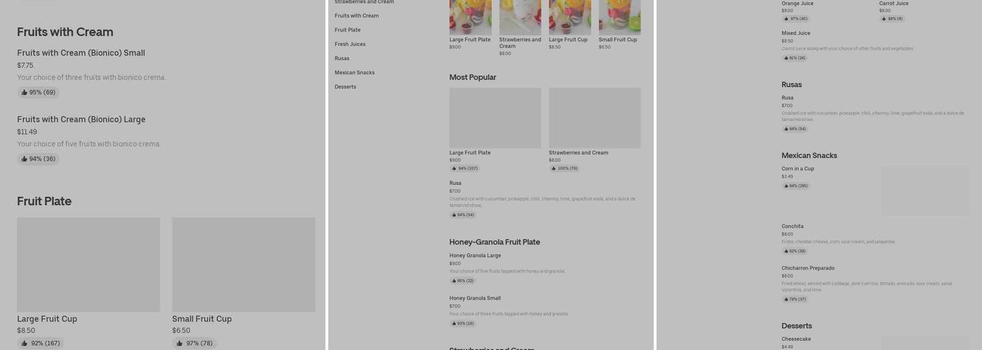 Fruit Net Menu