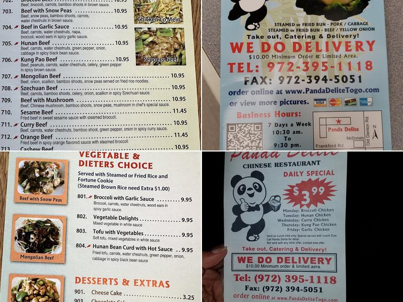 Panda Delite Menu