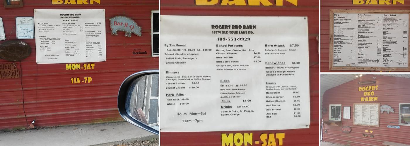 Rogers BBQ Barn Menu