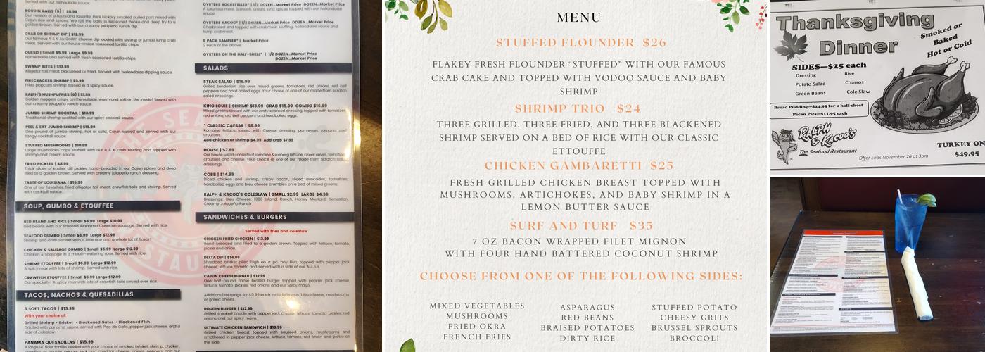 Ralph & Kacoo's Menu