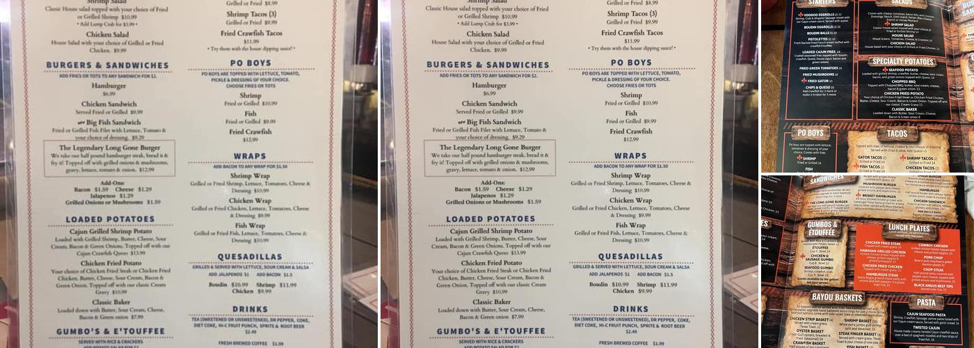 Touch Of Cajun Cafe Menu