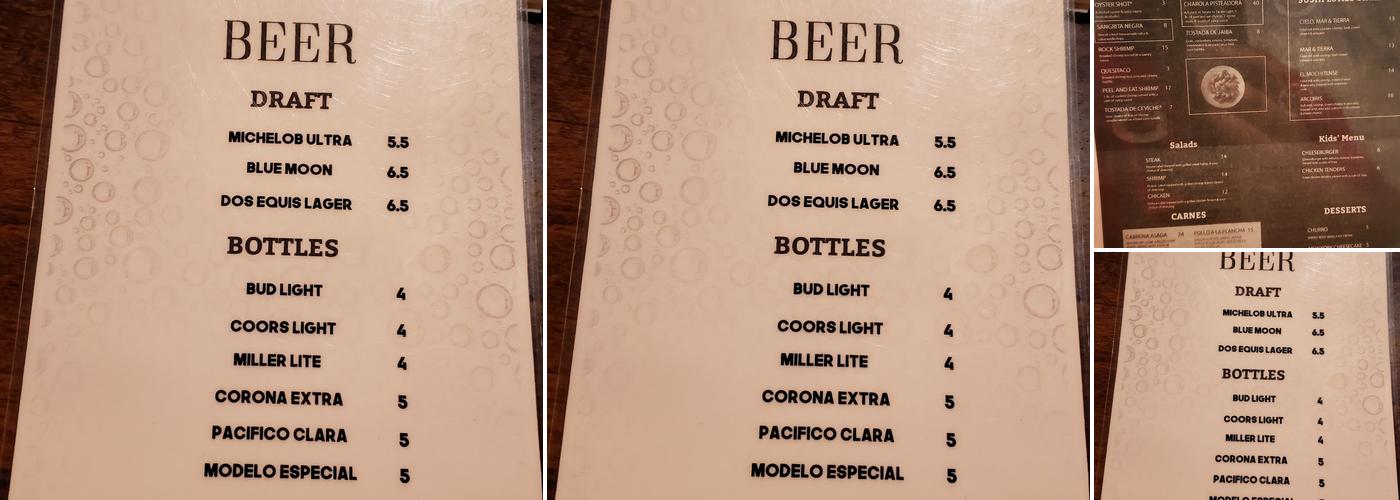 El Sinaloense Mariscos & Bar Menu