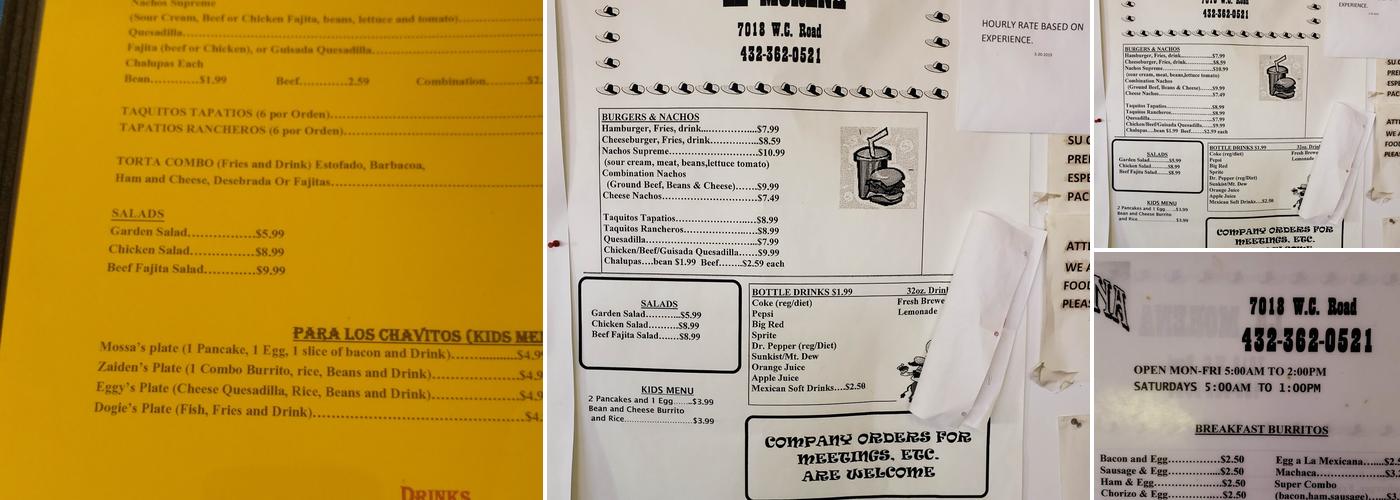 La Morena Menu