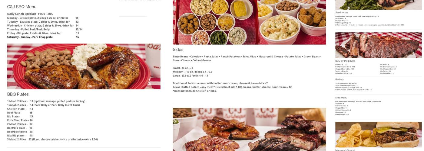 C&J Barbeque Menu