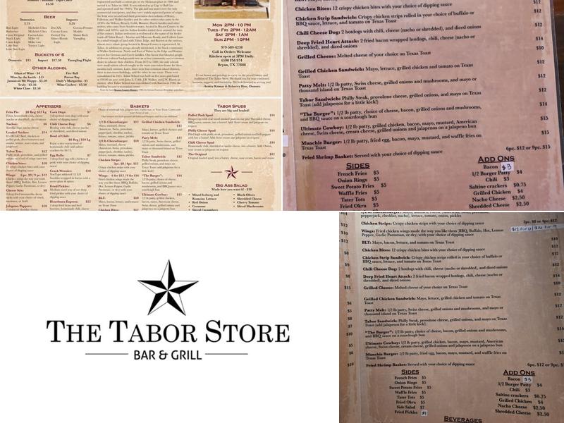 The Tabor Store Menu