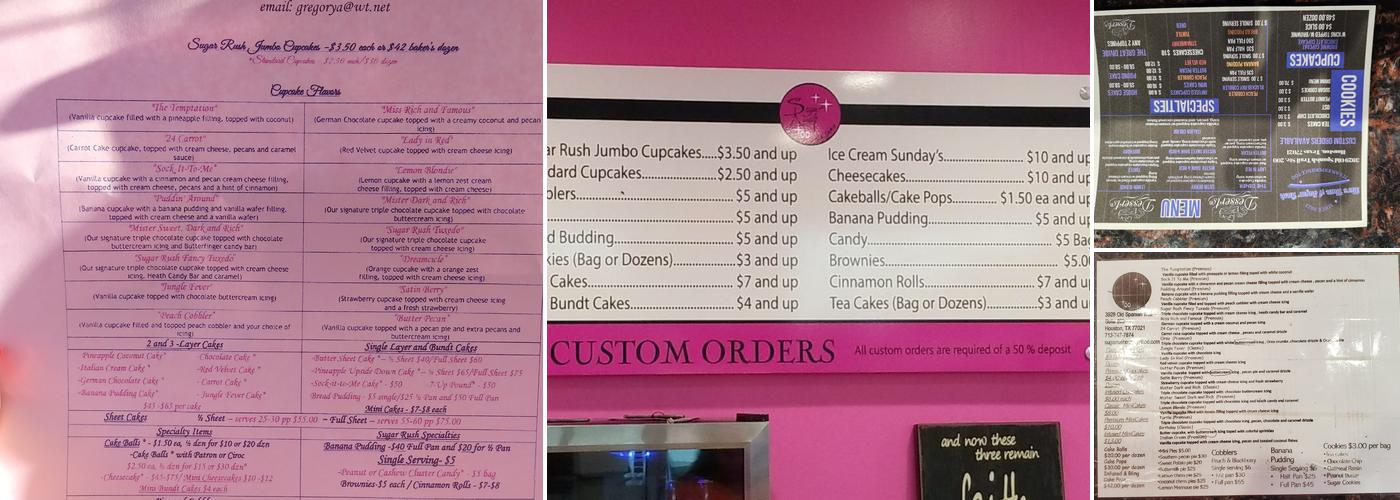 Sugar Rush Menu