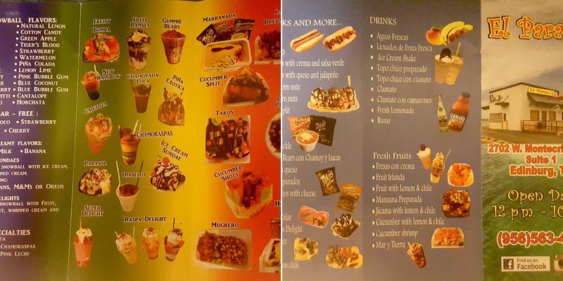 El Parasol Menu