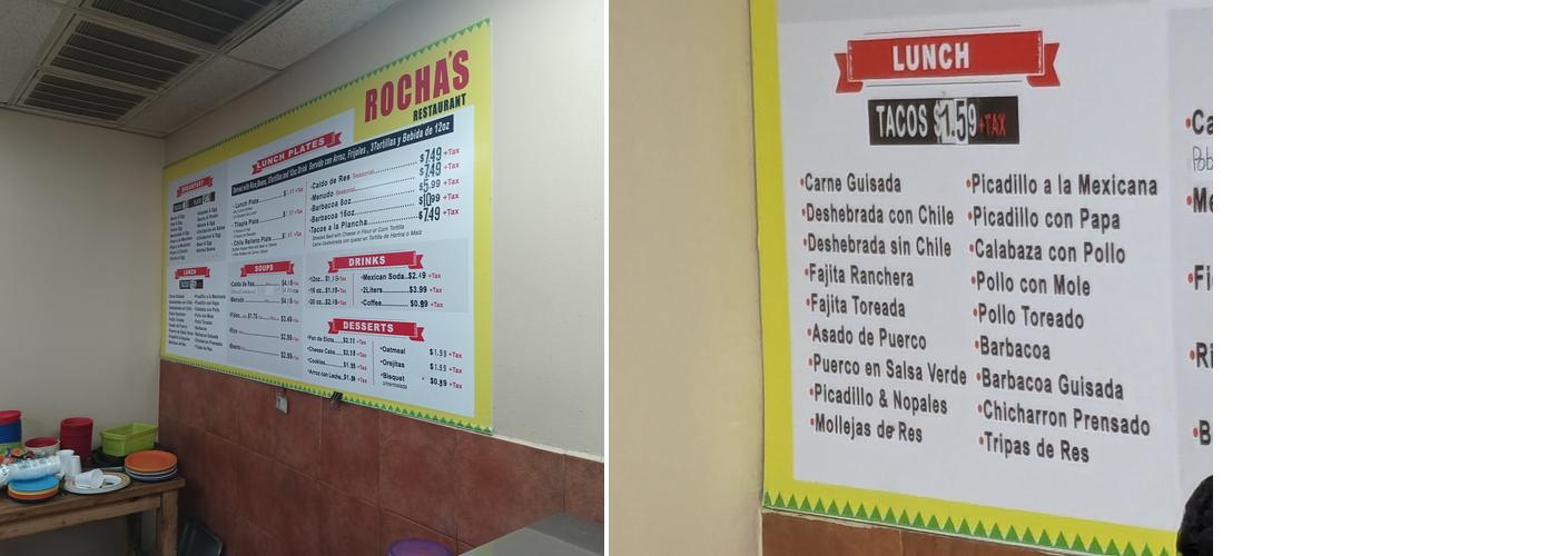 Rochas Menu