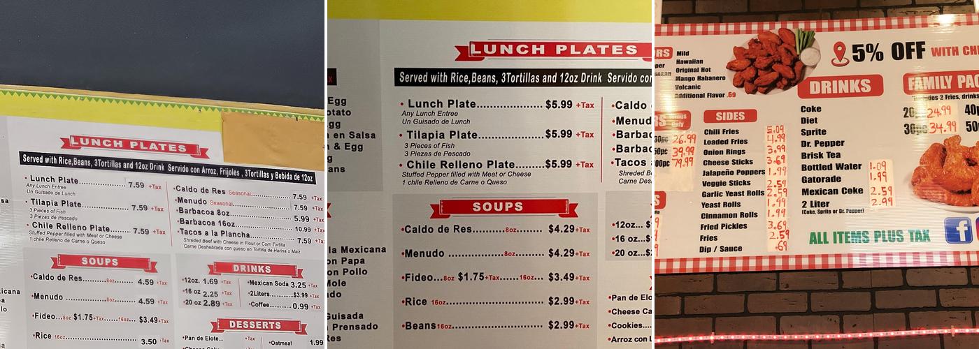 Rochas Alton now Real Takito Menu