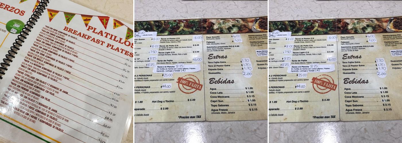 El Rancho Taqueria Menu