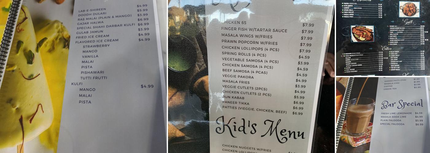 Shahi Darbar Menu