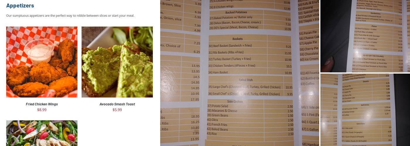 DD'S Bar Restaurant Menu