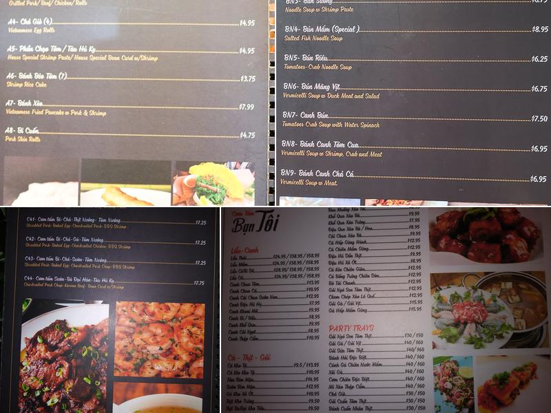 Cơm Tấm Bạn Tôi Restaurant Menu