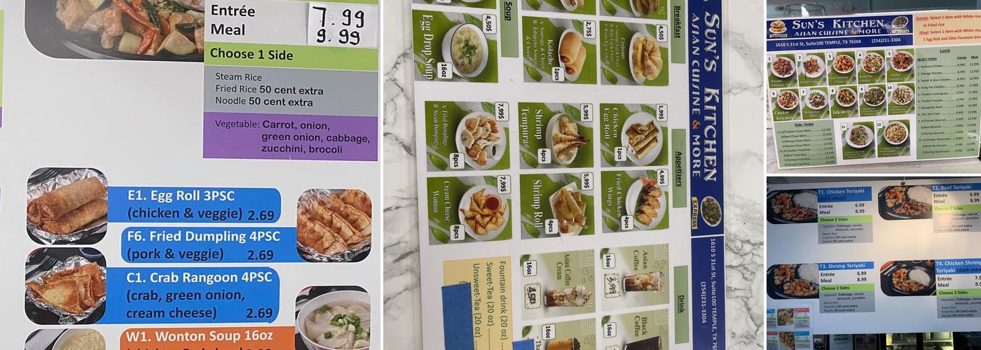 Sun's kitchen Menu