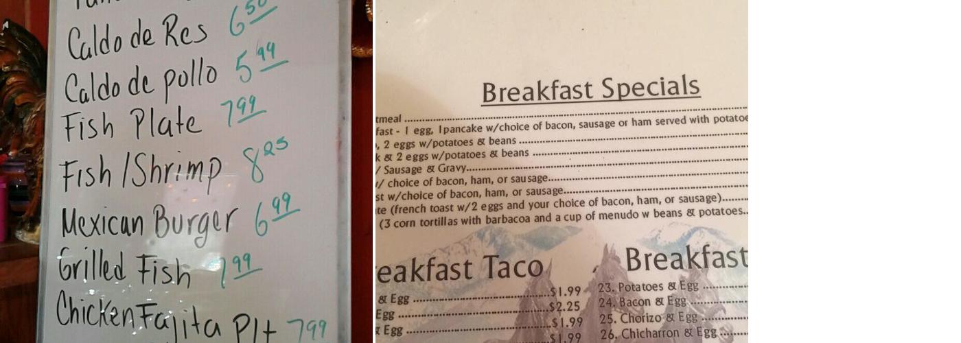 Los Potrillos Menu