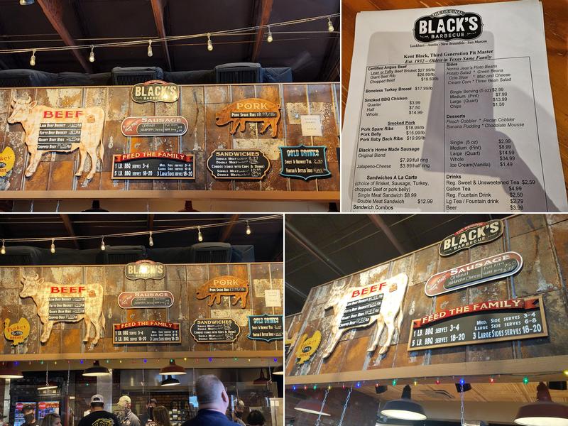 Black's Barbecue New Braunfels Menu