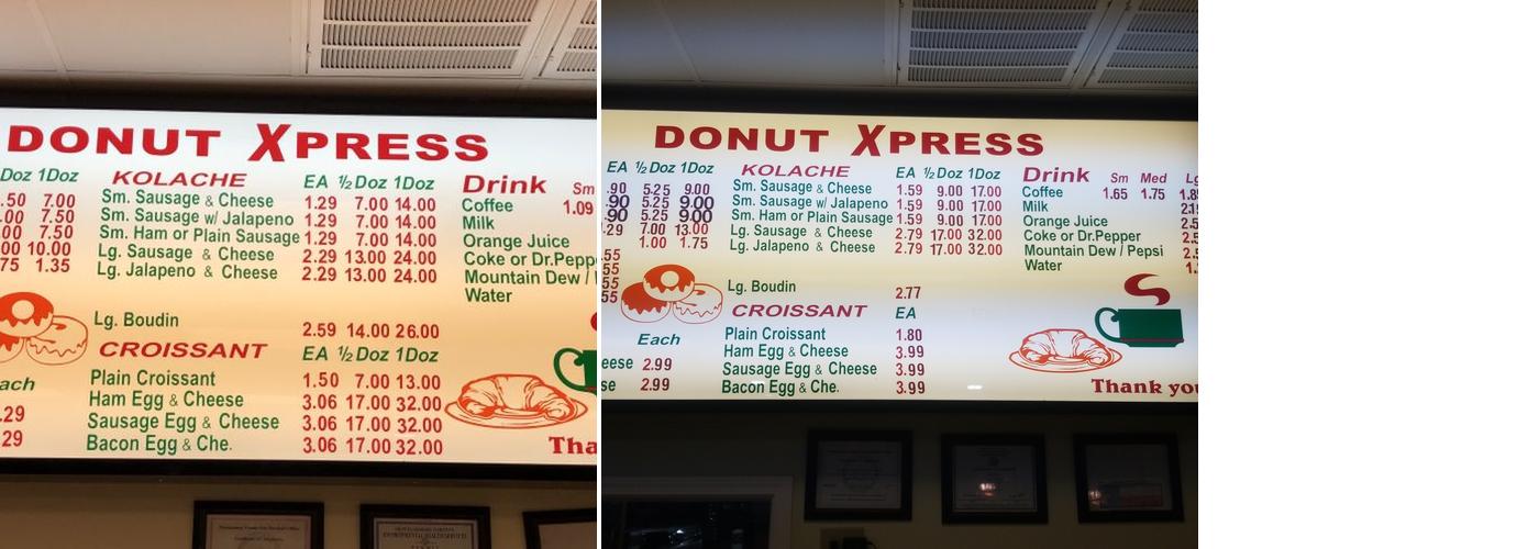 Donut Xpress Menu