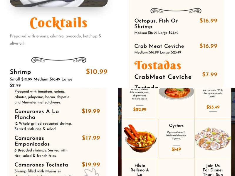 Mariscos Los Jarochos Menu