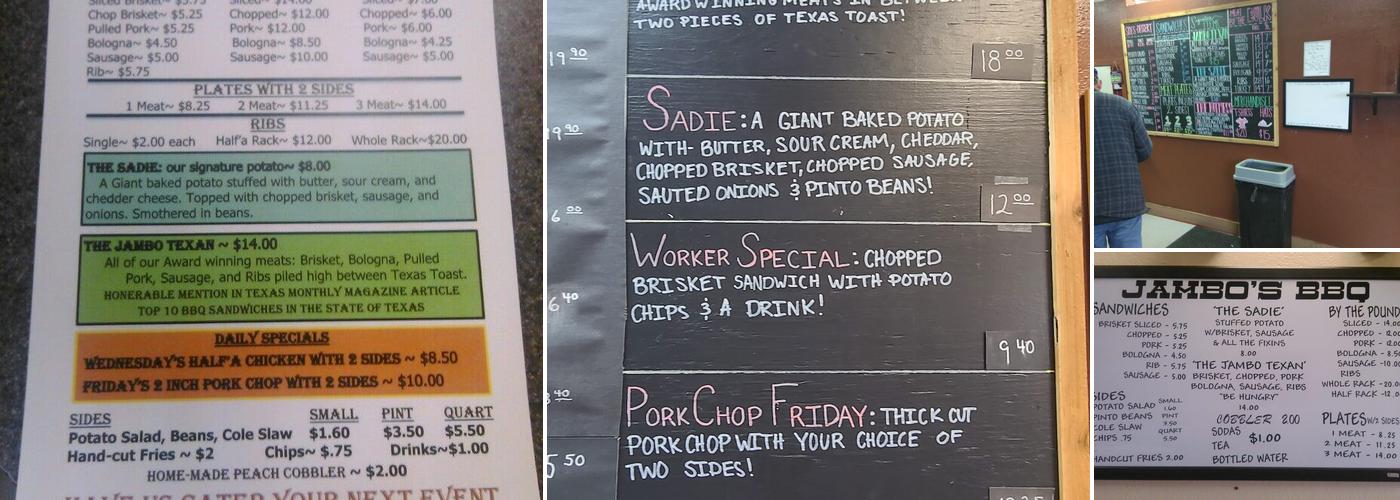 Jambo's Original BBQ Shack Menu