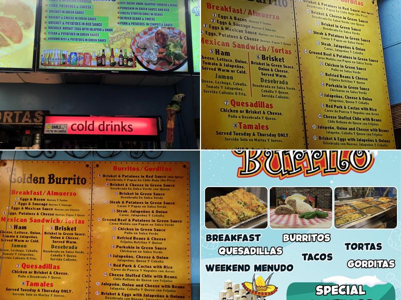 The Golden Burrito 1 Menu