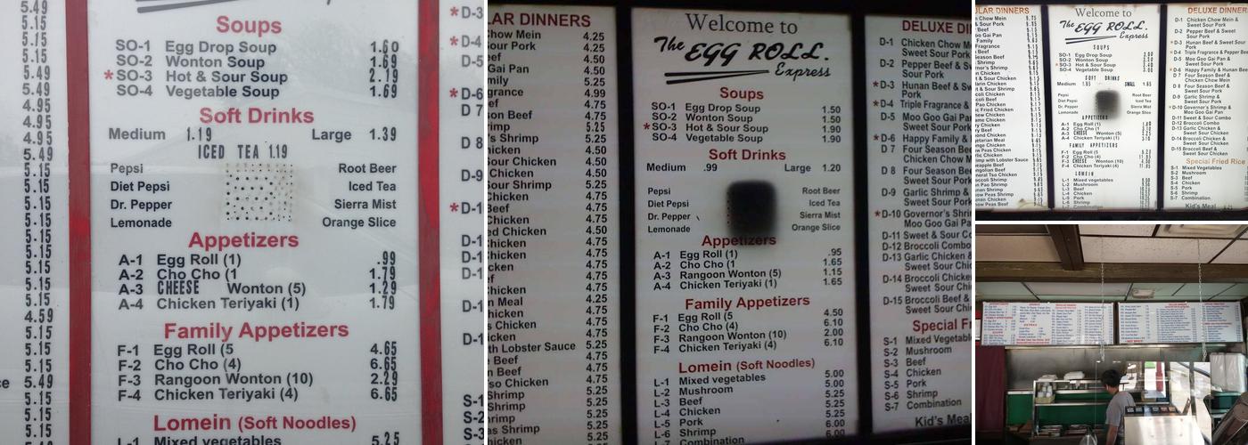 Egg Roll Express Menu
