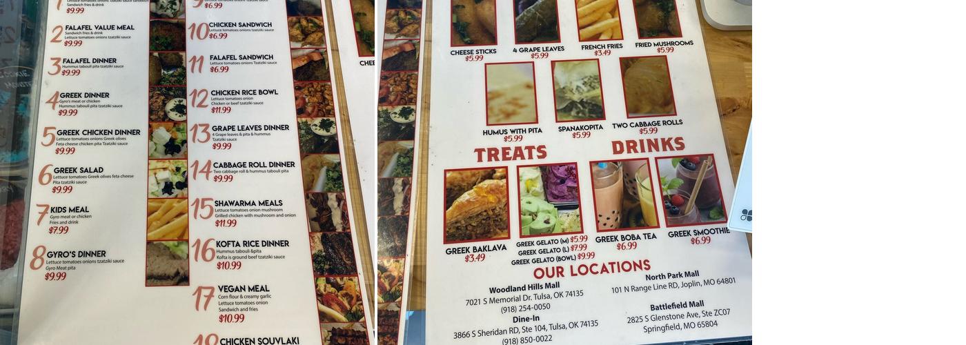 It's Greek To Me Menu