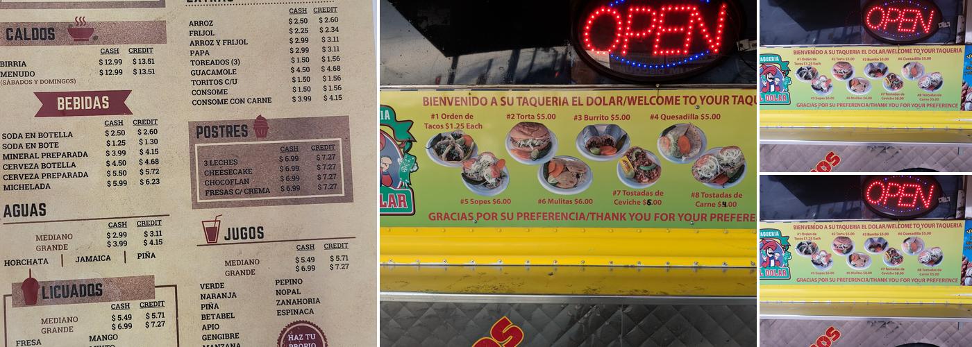 Taqueria El Dolar Menu