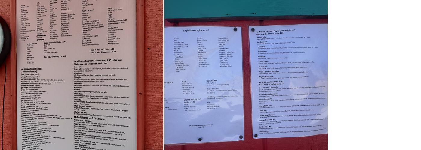 Ice-alicious Snow Menu