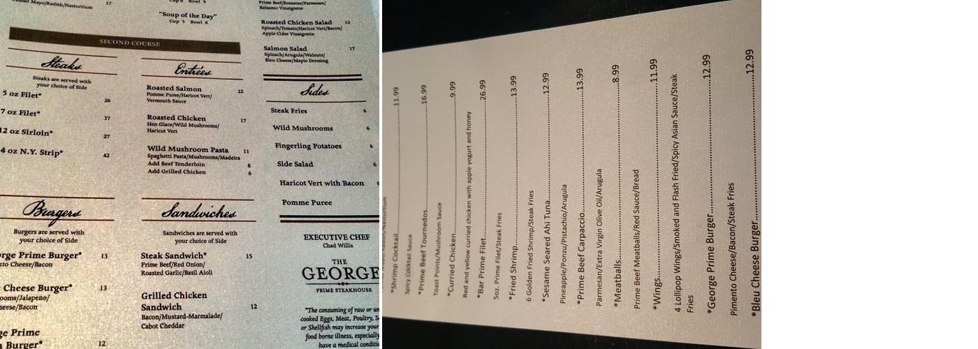 Founders Tower Menu