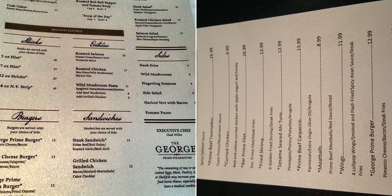 Founders Tower Menu