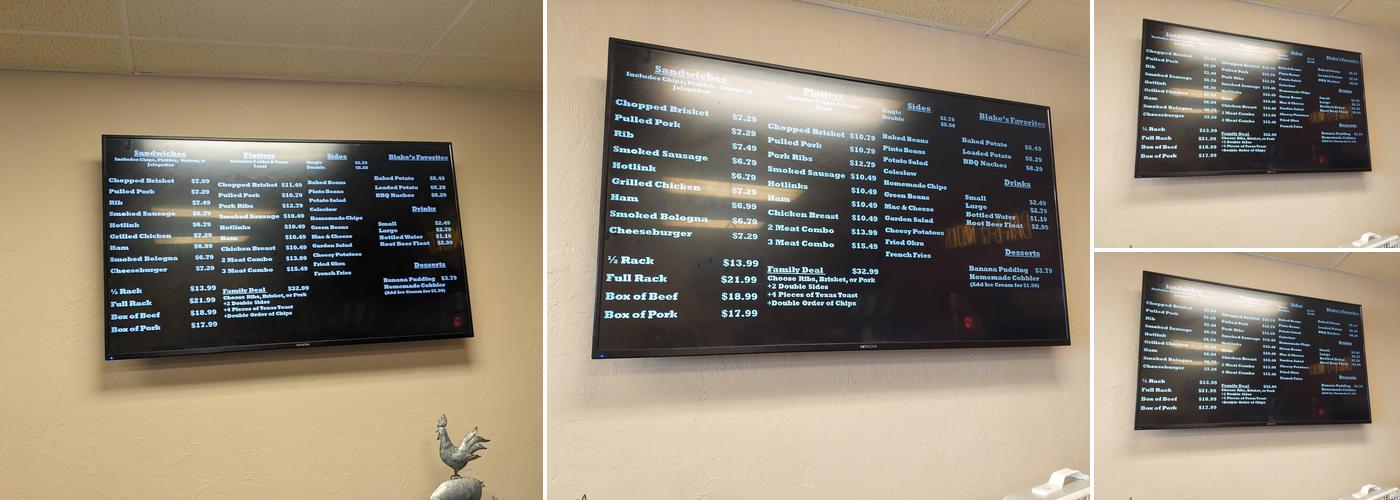 Blake's Barbecue Menu