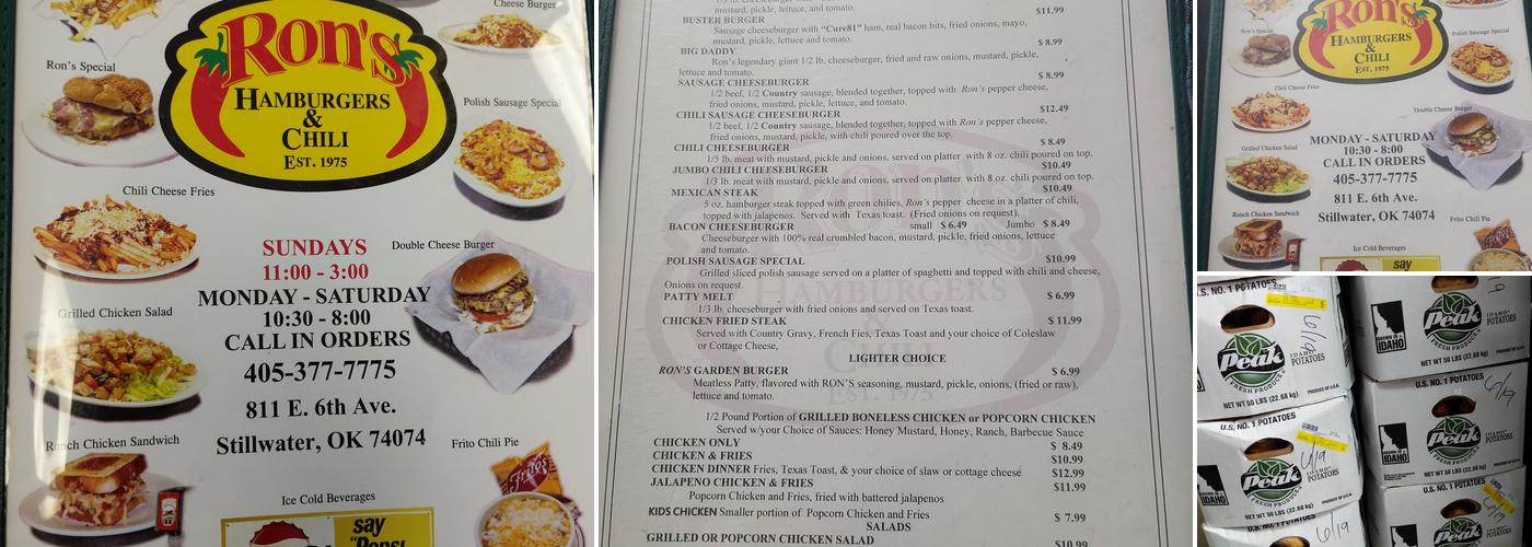 Ron's Hamburgers and Chili - Stillwater Menu