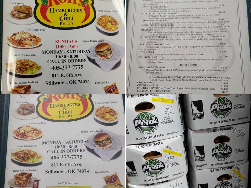Ron's Hamburgers and Chili - Stillwater Menu