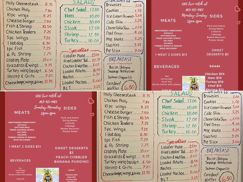 Vibez/Family 1st Cafe Menu