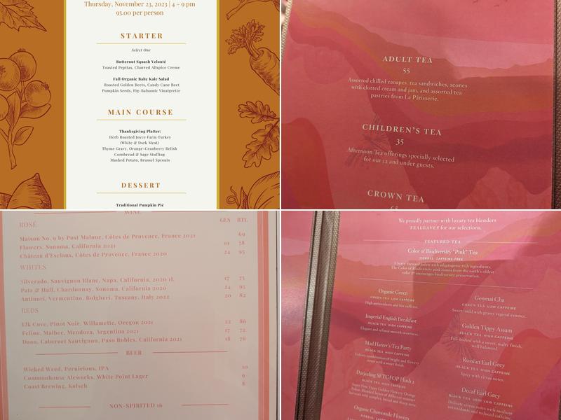 Camellias Menu