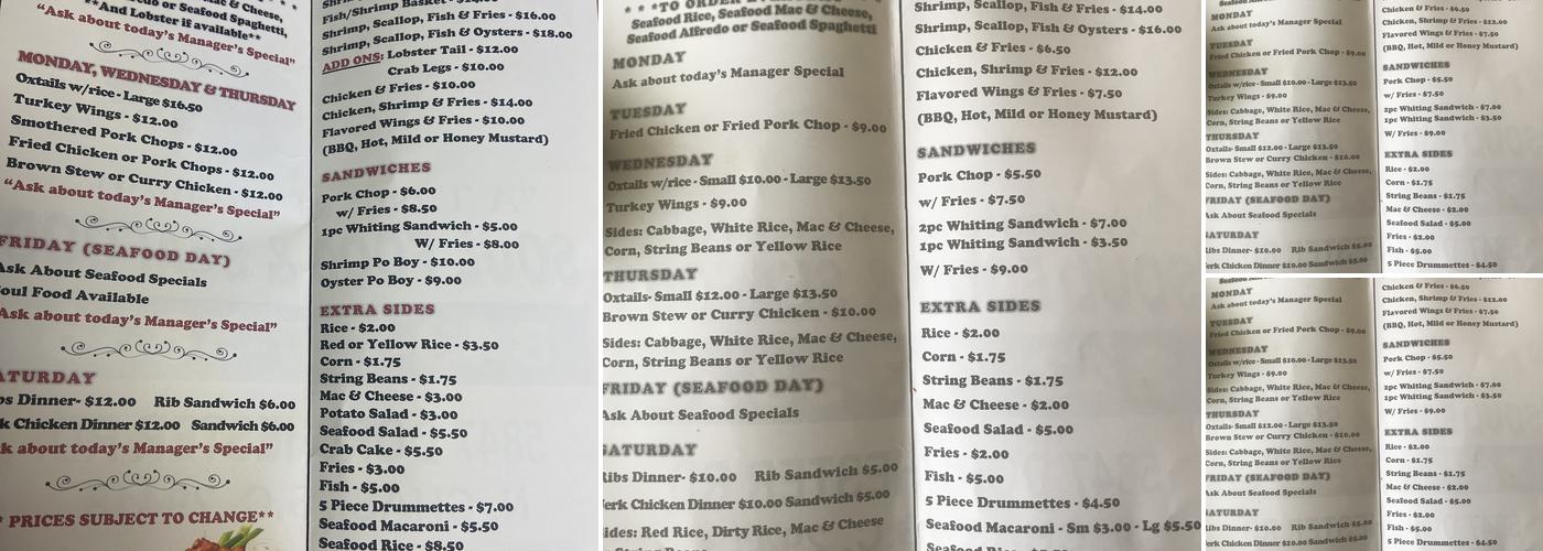 Heavenly Spoon Menu