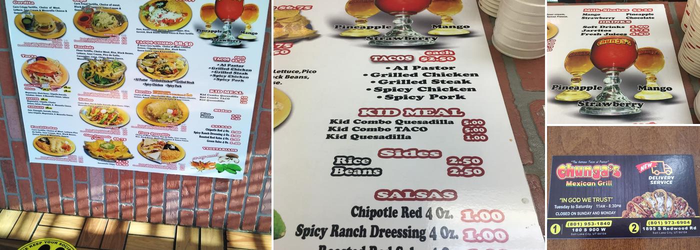 Chunga's Menu