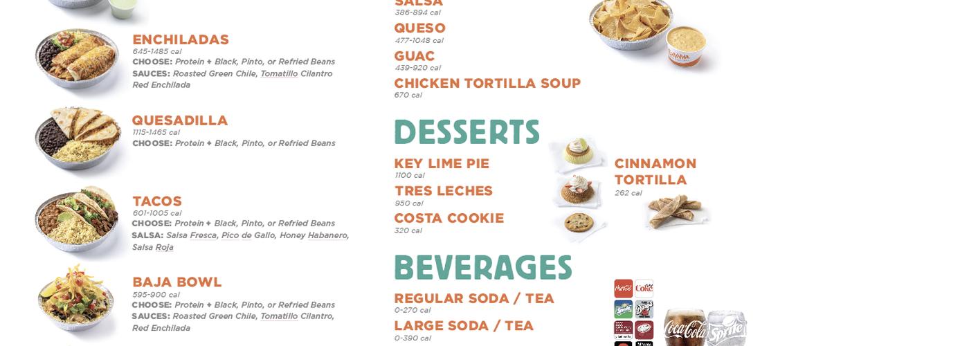 Costa Vida Menu