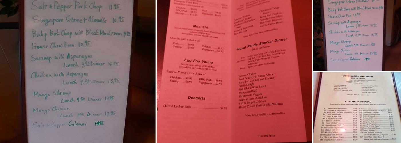 Royal Panda Menu