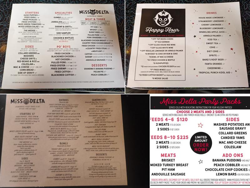 Miss Delta Restaurant and Bar Menu