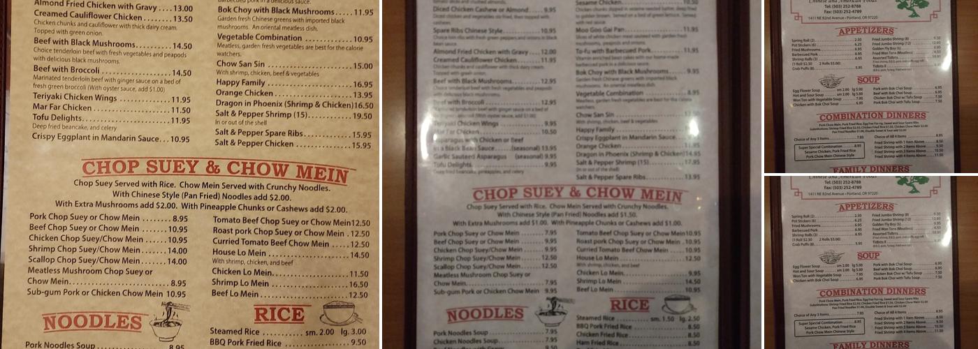 Eastern Cathay Menu