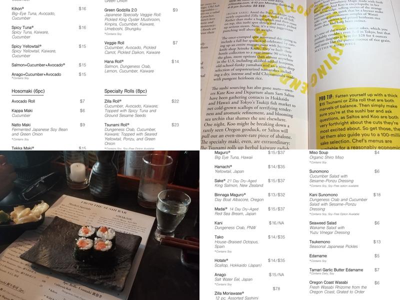 Zilla Sake Menu