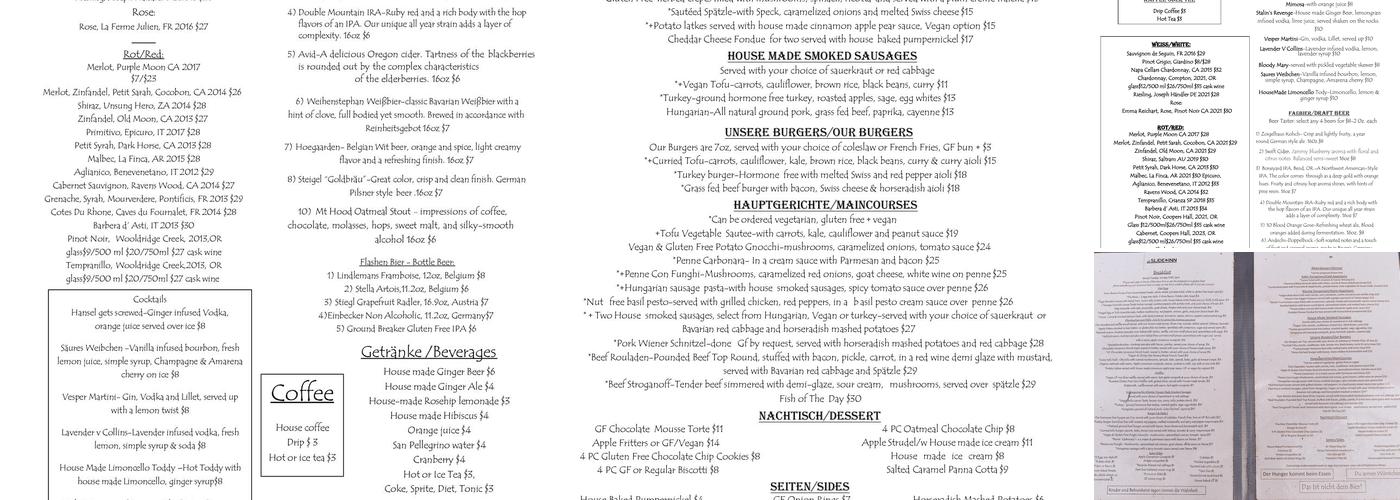 The Slide Inn Menu