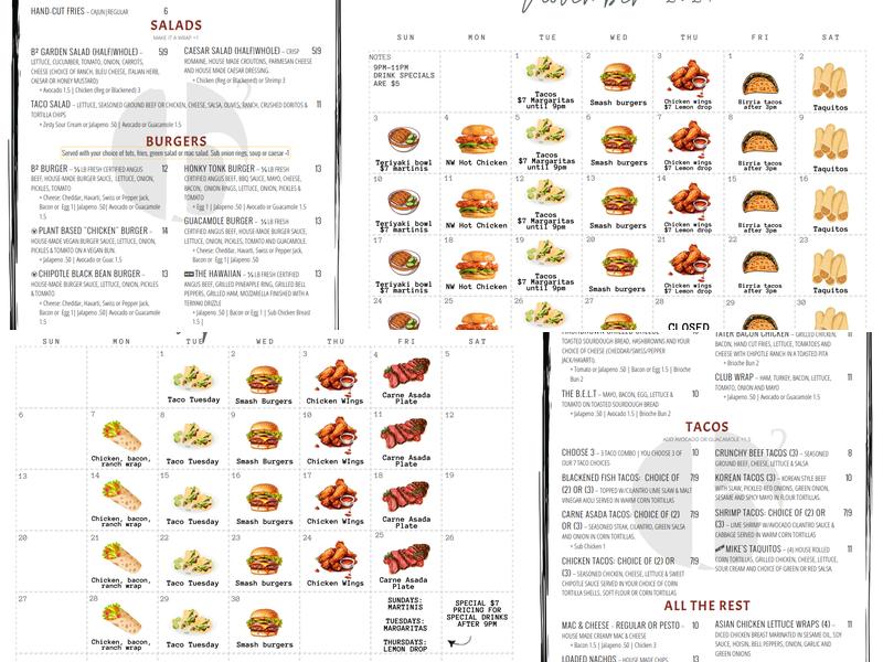 b² Taphouse & Brewery Menu
