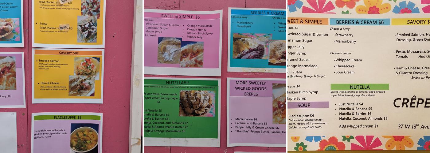 Crepes! Menu