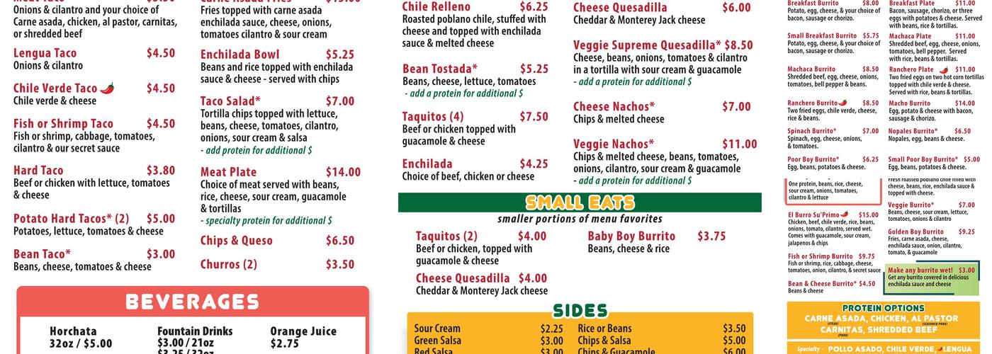 Burrito Boy Menu