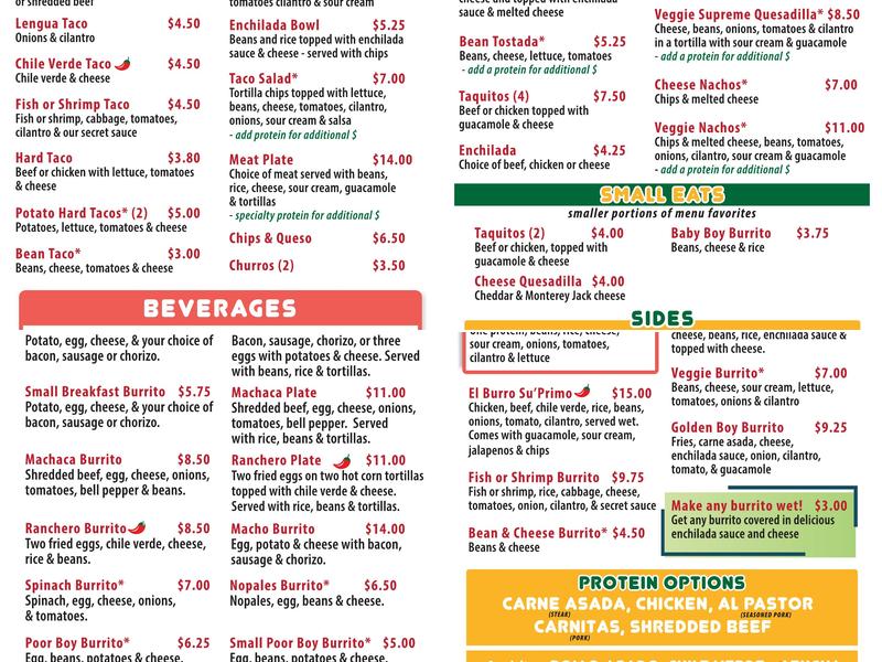 Burrito Boy Menu