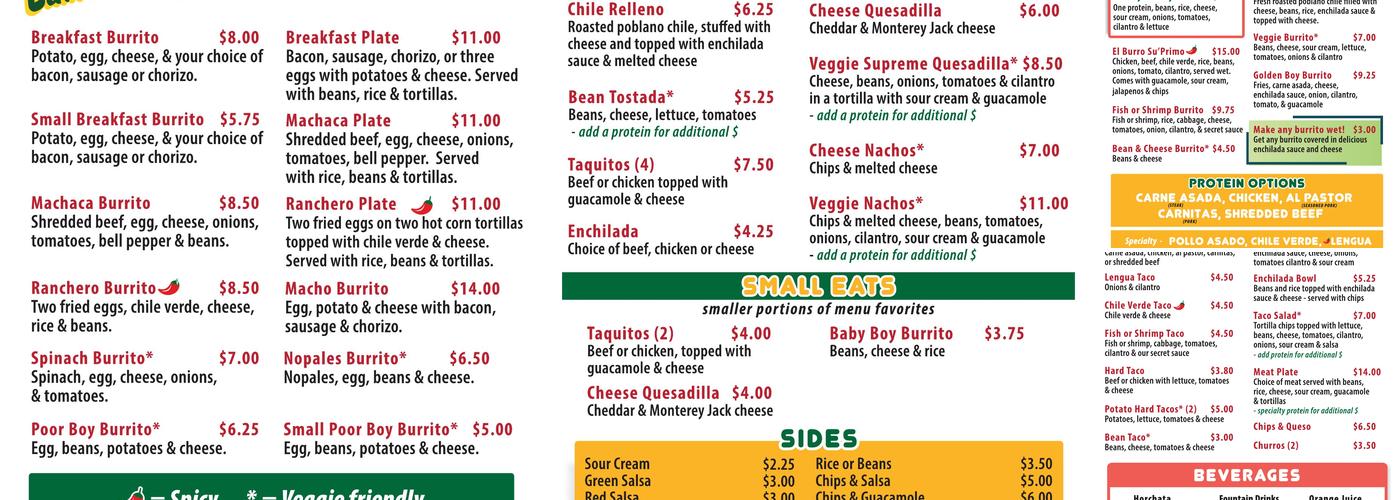 Burrito Boy Menu